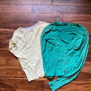 2 V-Neck Form Fitting Sweaters